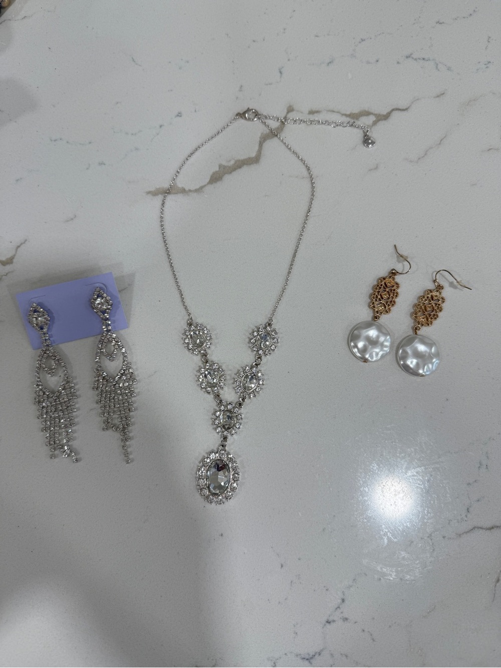 Crystal Statement Necklace and 2 Earrings
